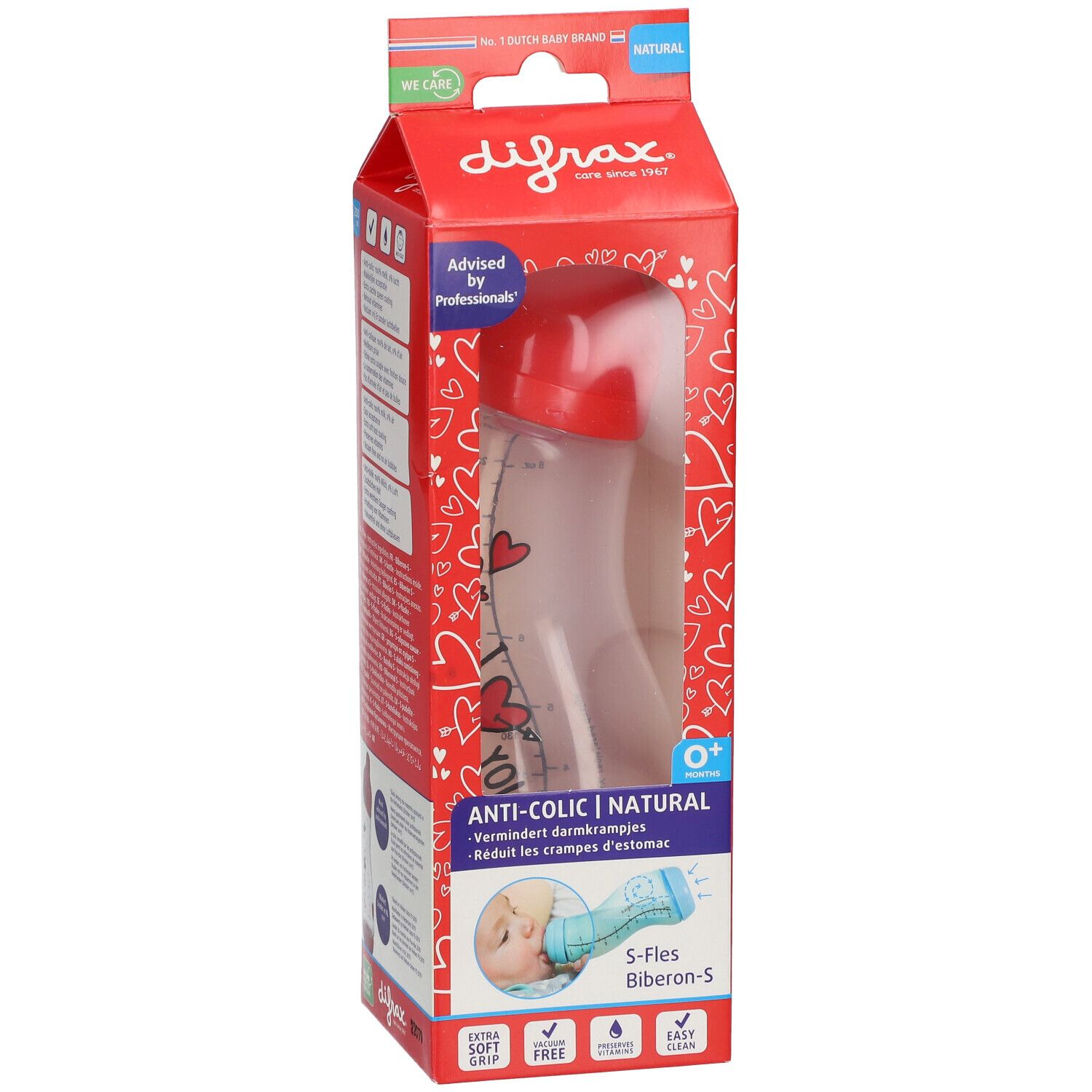 difrax® Anti-Kolik Babyflasche S Natural - I Love You 250 ml