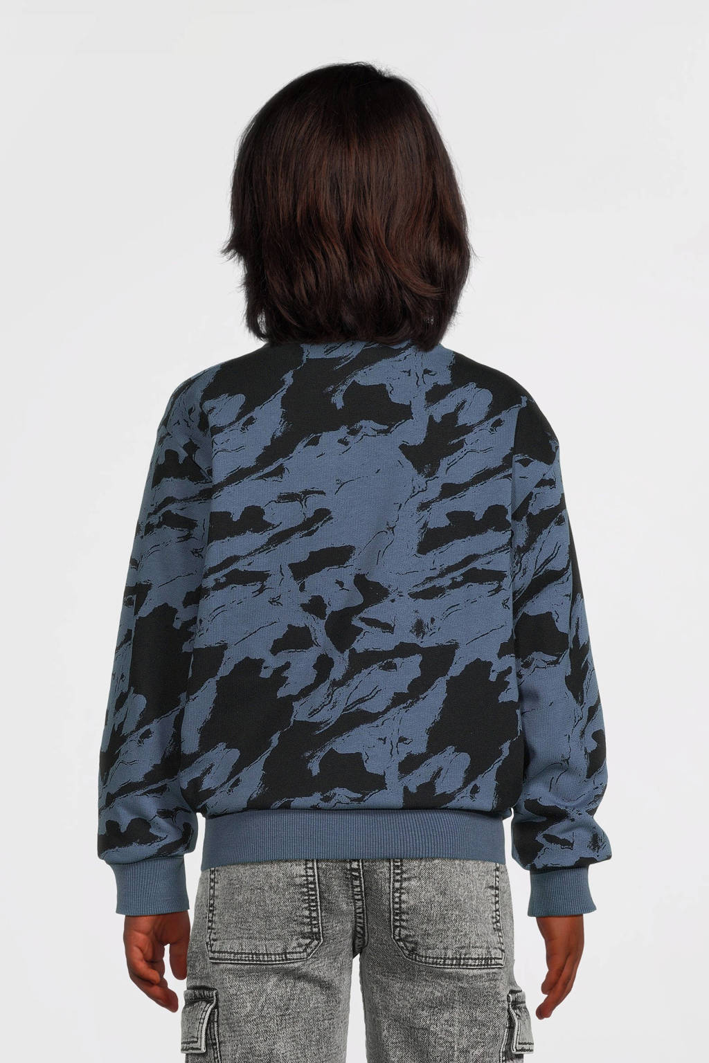 NAME IT sweater NKMNIFINGO met all over print blauw/zwart