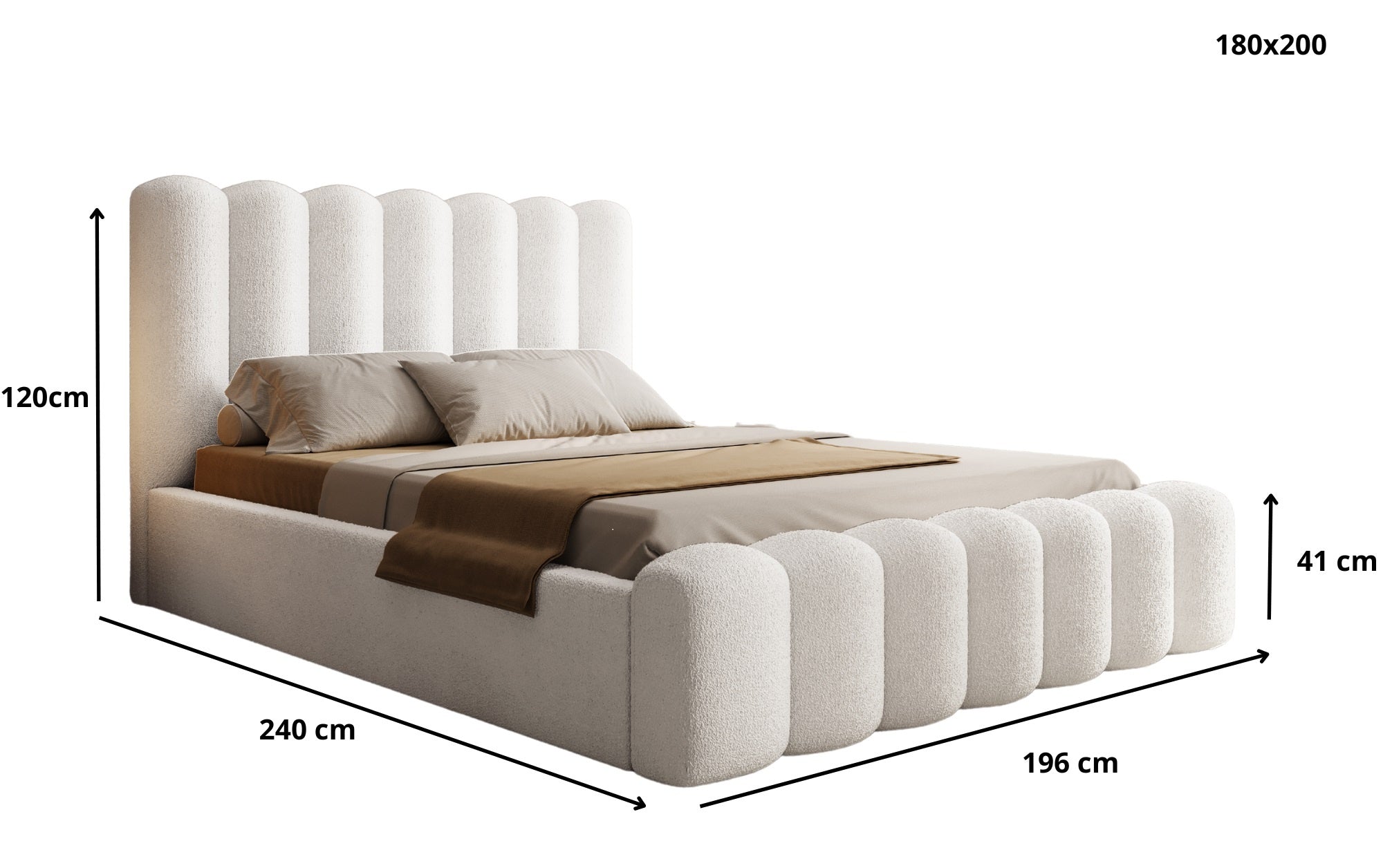 Trae Mobler Amore 180 x 200 cm Gestoffeerd Bed Naturel