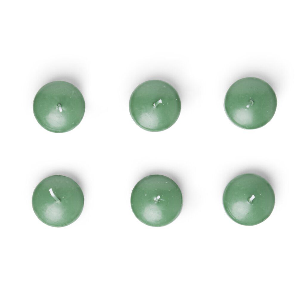 Lot de 6 bougies flottantes cire verte Ø4,5cm