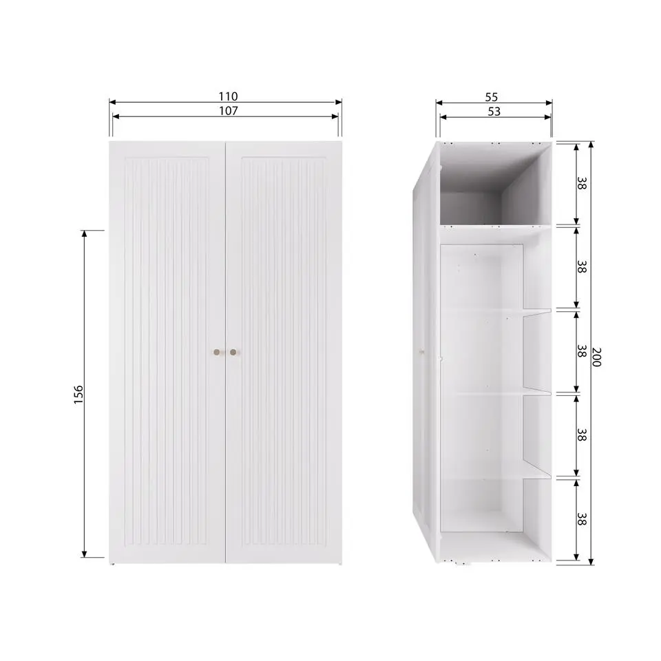 WOOOD Sipke Opbergkast - Grenen - Wit - 210x110x55