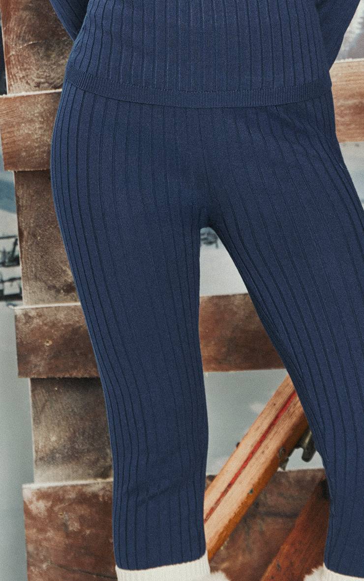 Bleu Cobalt Legging Côtelé En Maille