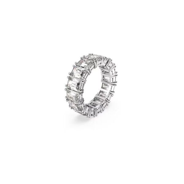 Swarovski Anel Vittore Lapidação Retangular, Branco Lacado a Ródio 52