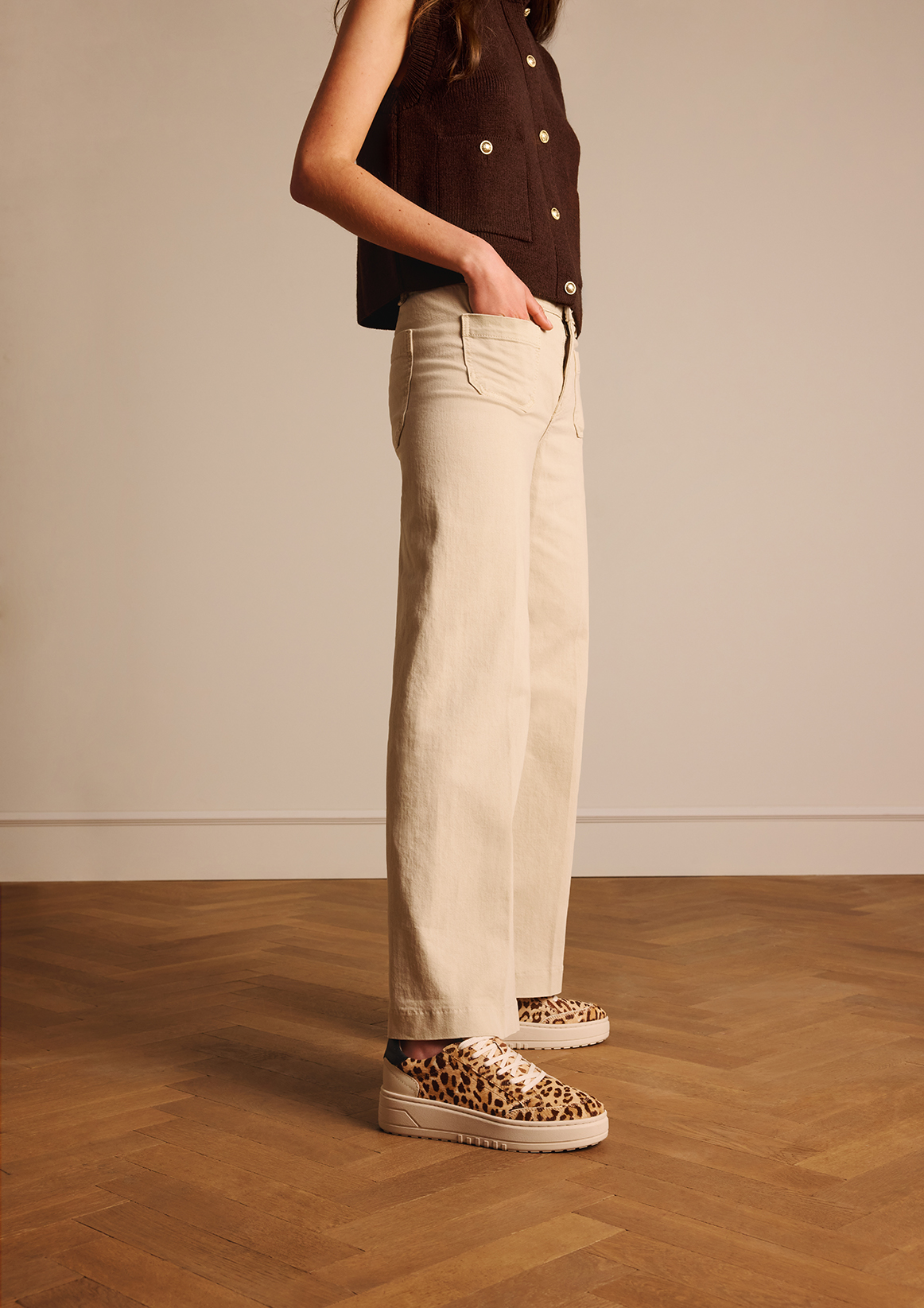 Leopard sneakers met ponyhair