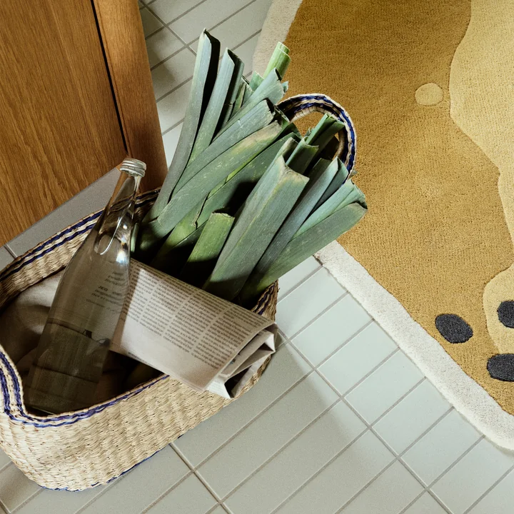 Broste Copenhagen - Lykke Korb, natural / jelly green (2er-Set)