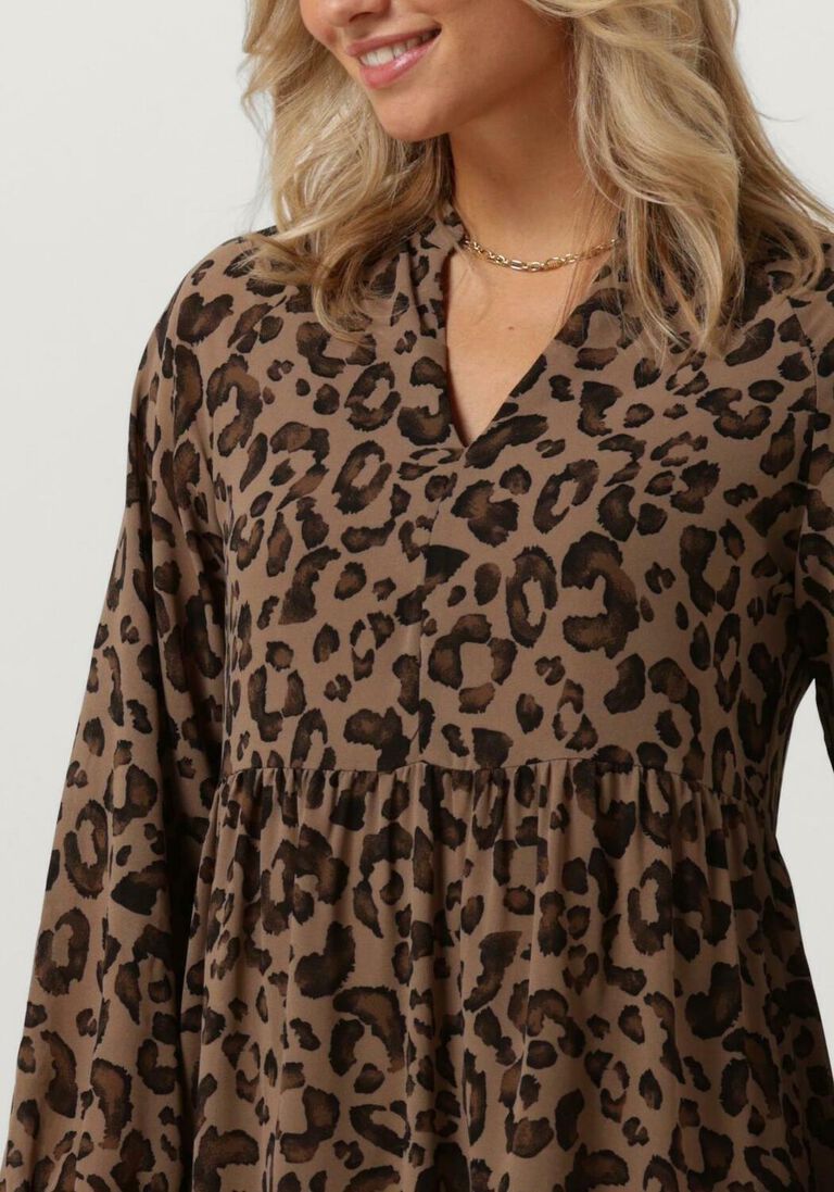 OBJECT bruine object mini jurk objmila gia l/s dress
