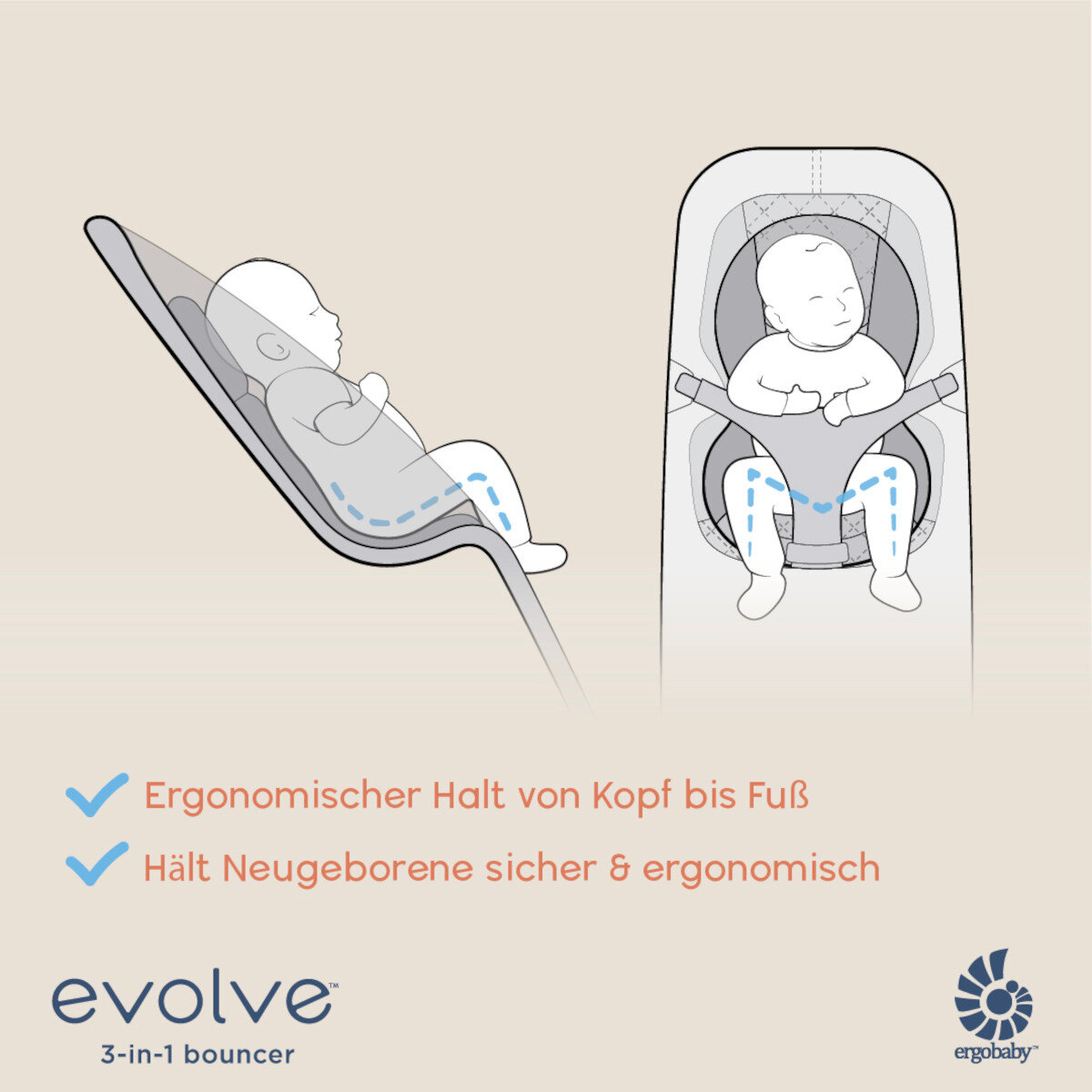 Ergobaby Ergobaby Evolve Bouncer Babywippe für Neugeborene