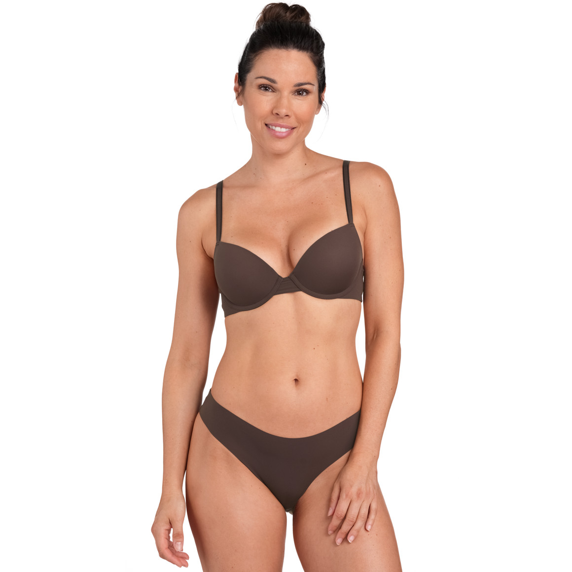 Gina Benotti Damen Seamless-Slip im Basic-Look dunkelbraun