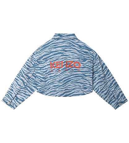 Kenzo Jeansshirt - Cropped - Hellblau m. Tigerstreifen/Orange