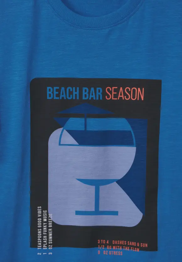 Slub T-Shirt mit Frontprint - sonic blue