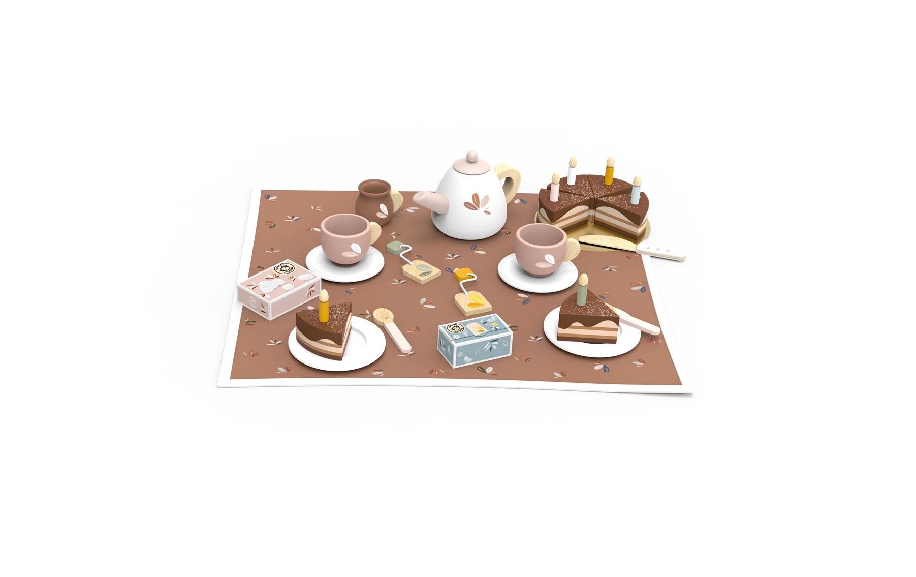 Spiel-Lebensmittel GeburtstagskuchenKuchen-Spielzeugset aus Holz mit Zubehör