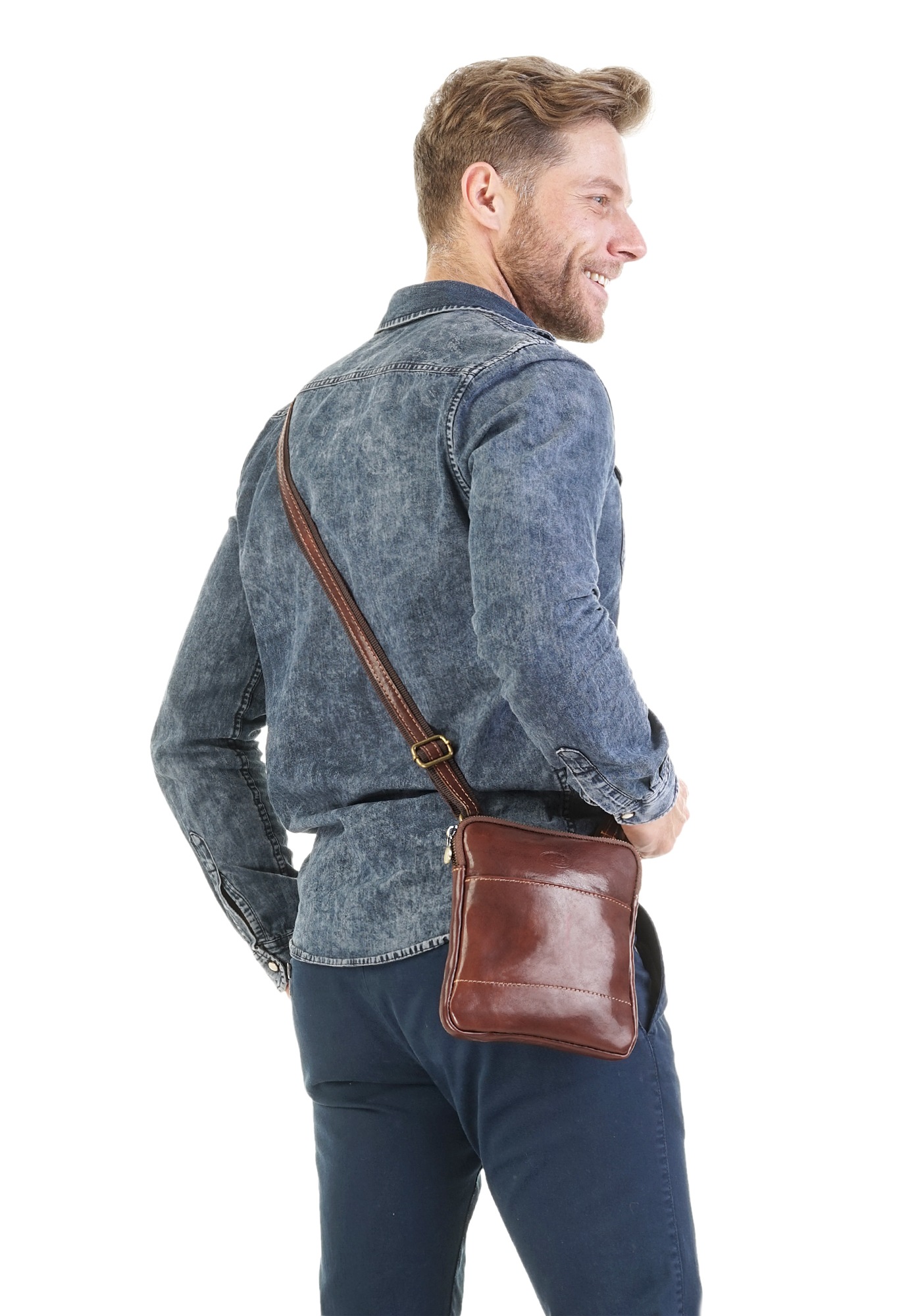 Piké Umhängetasche echt Leder, Made in Italy