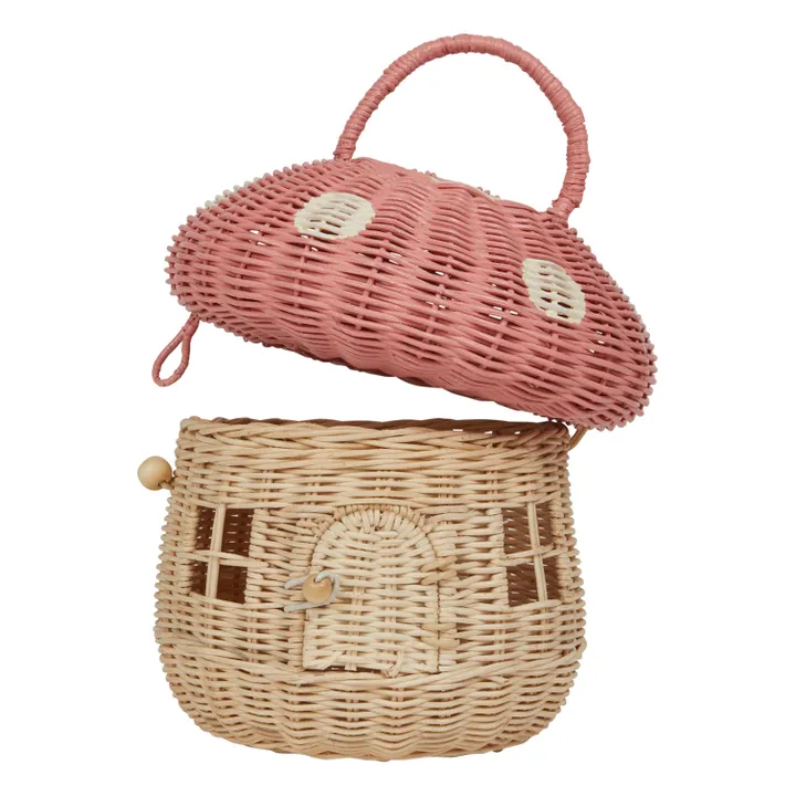 Olli Ella Panier Champignon en rotin | Rose