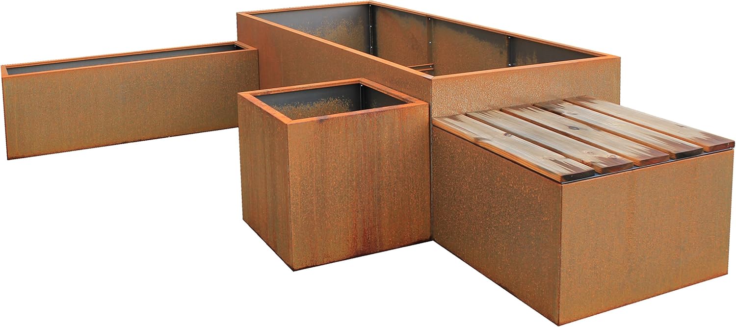 Palatino Exclusive Line Hochbeet/Pflanzkübel LOTTE aus Corten-Stahl 120 x 40, Höhe 50 cm, modular
