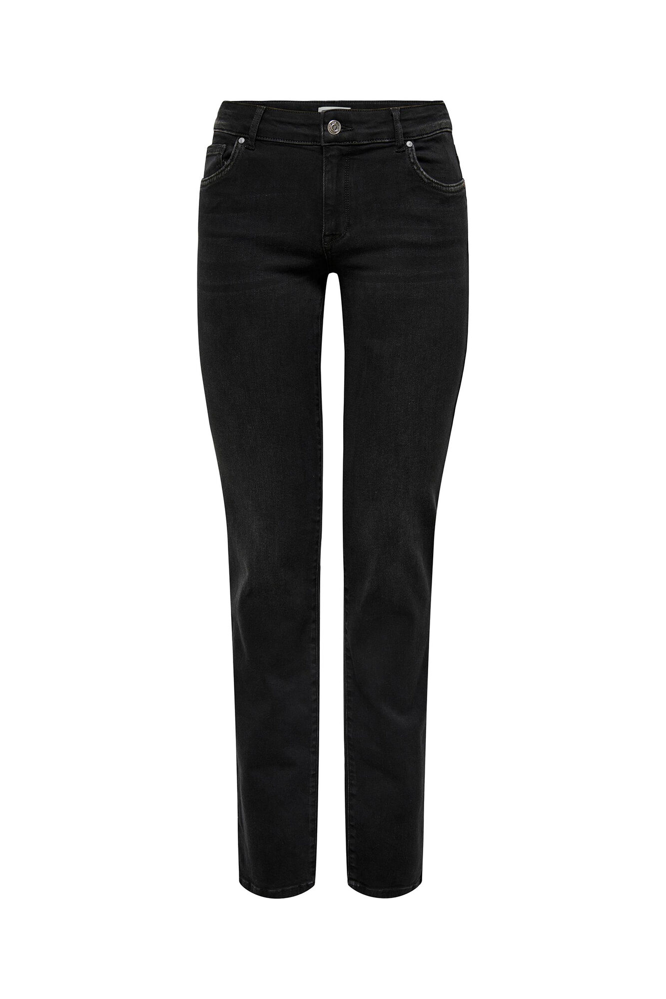 Calça jeans de corte reto com cinco bolsos