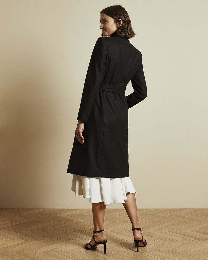 Ted Baker ROSE Midi Wool Wrap Coat With Shoul Black