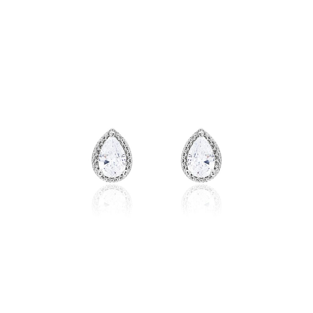 Boucles D'oreilles Puces Codie Argent Blanc Oxyde De Zirconium