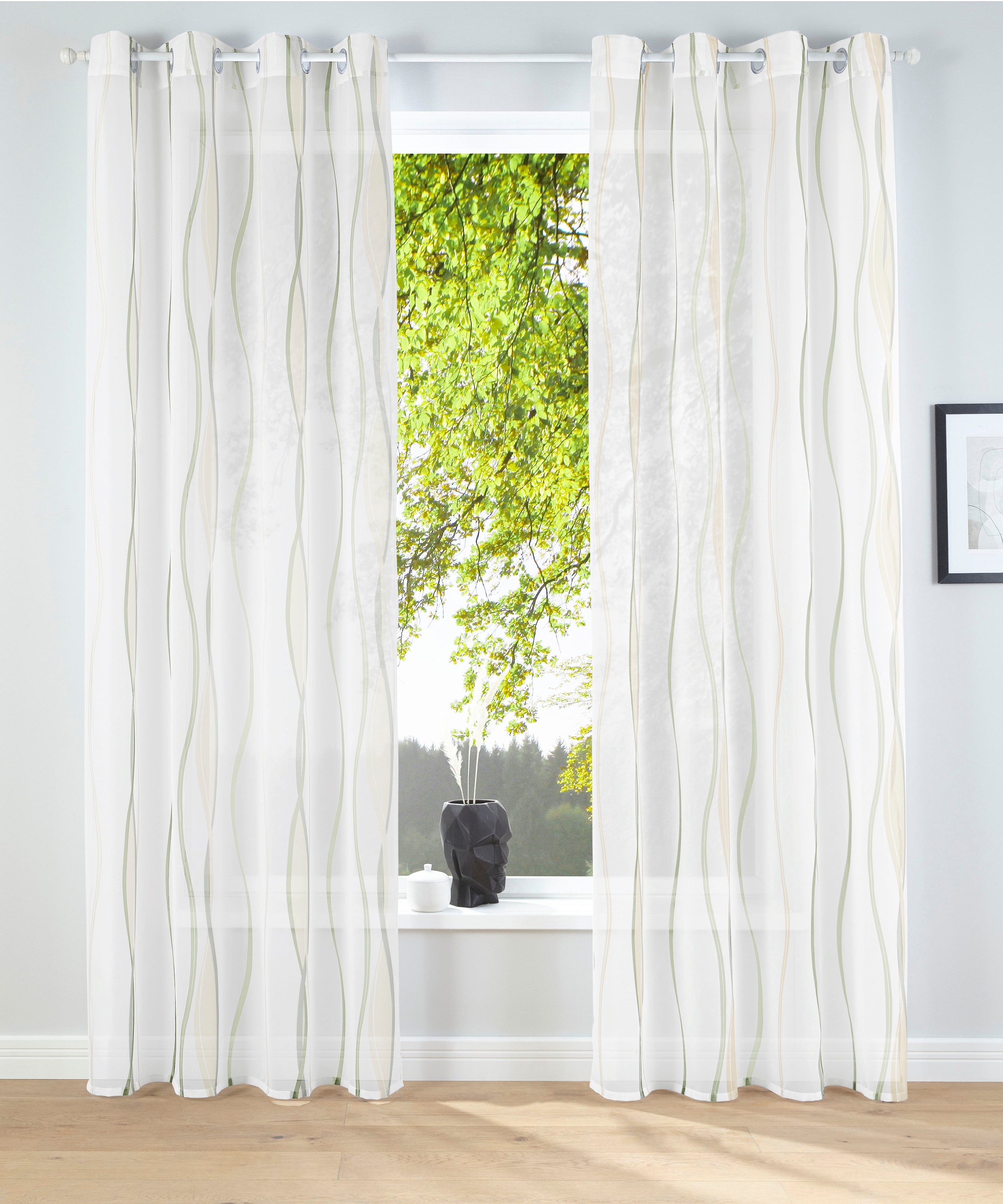 my home Gardine »Dimona« Ösen 2 Stk. tlg. 2-er Set, transparent, Voile, Polyester, Wellen