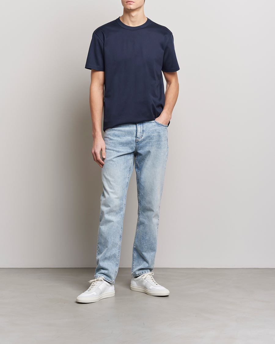 Bread & Boxers Pima Cotton Crew Neck T-Shirt Navy Blue