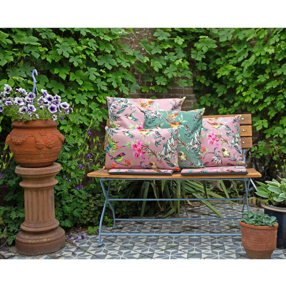 Anna's collection buitenkussen bloem - groen - 45 x 45 cm