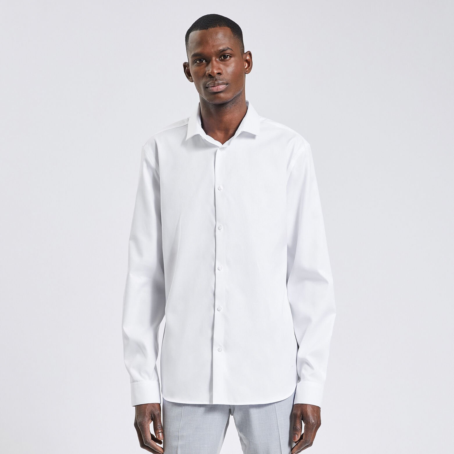 Chemise slim sans repassage unie coton Blanc