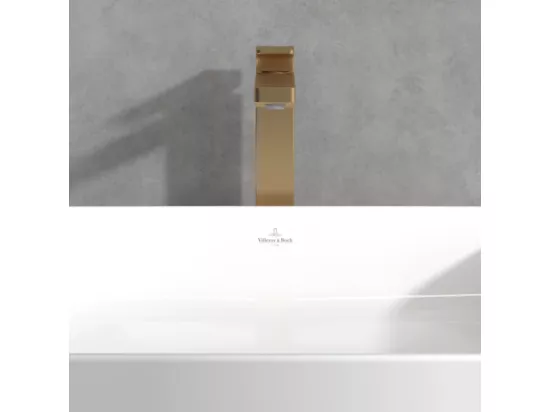 Mitigeur lavabo surélevé VILLEROY ET BOCH Architectura Square avec vidage Push Open Or brossé