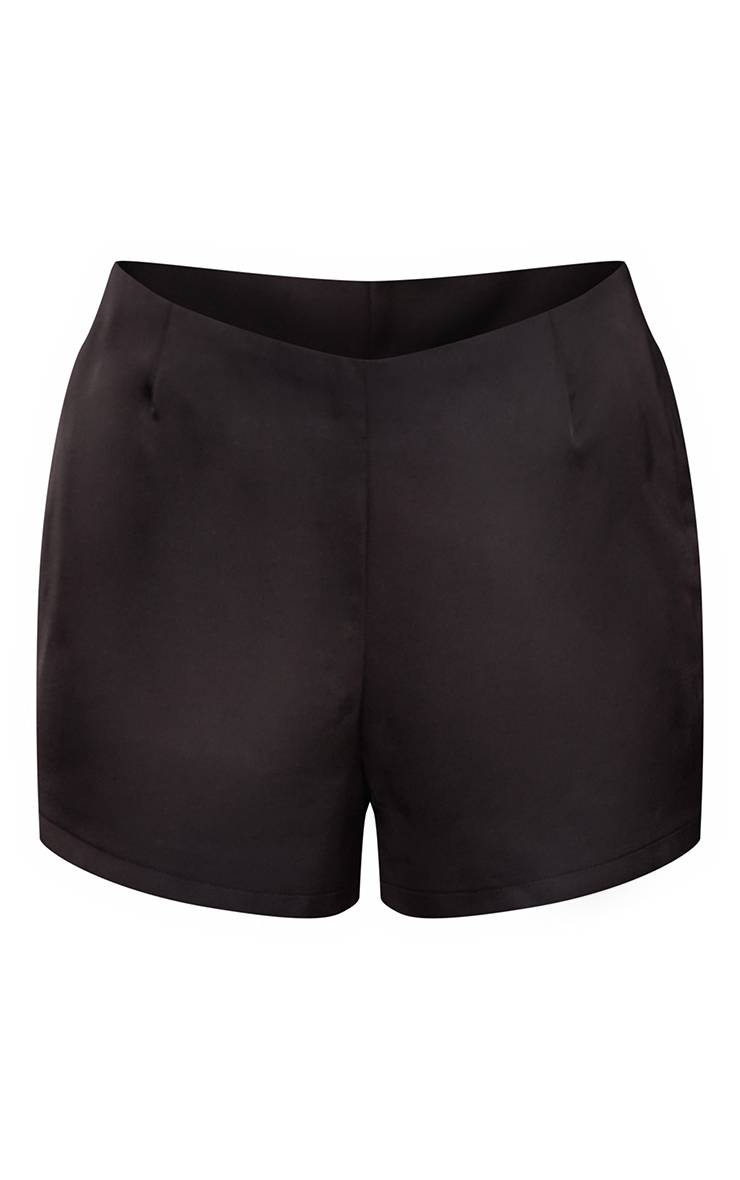 Noir Short Ultra-court En Satin Contrecollé