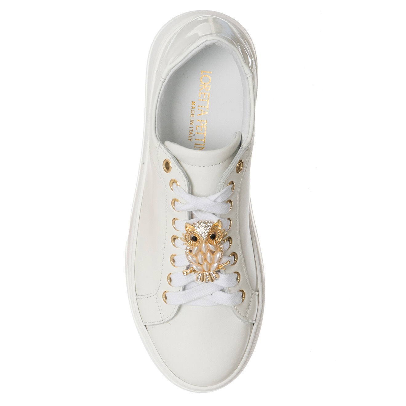 Loretta Pettinari Sneakers en Cuir Reva blanc/doré