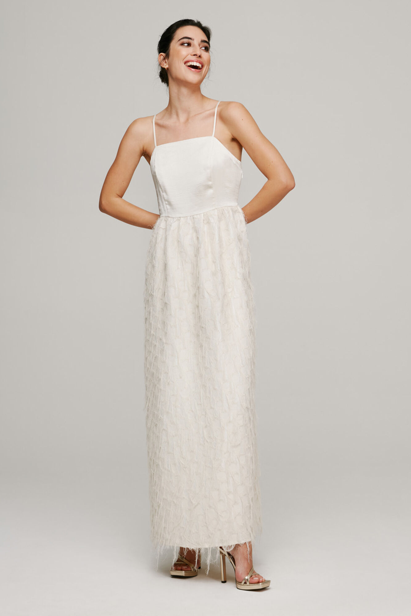 Vestido de penas - Cinza