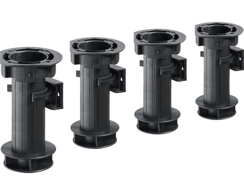 Verstelbare voet 150 mm, zwart kunststof, 4 stuks