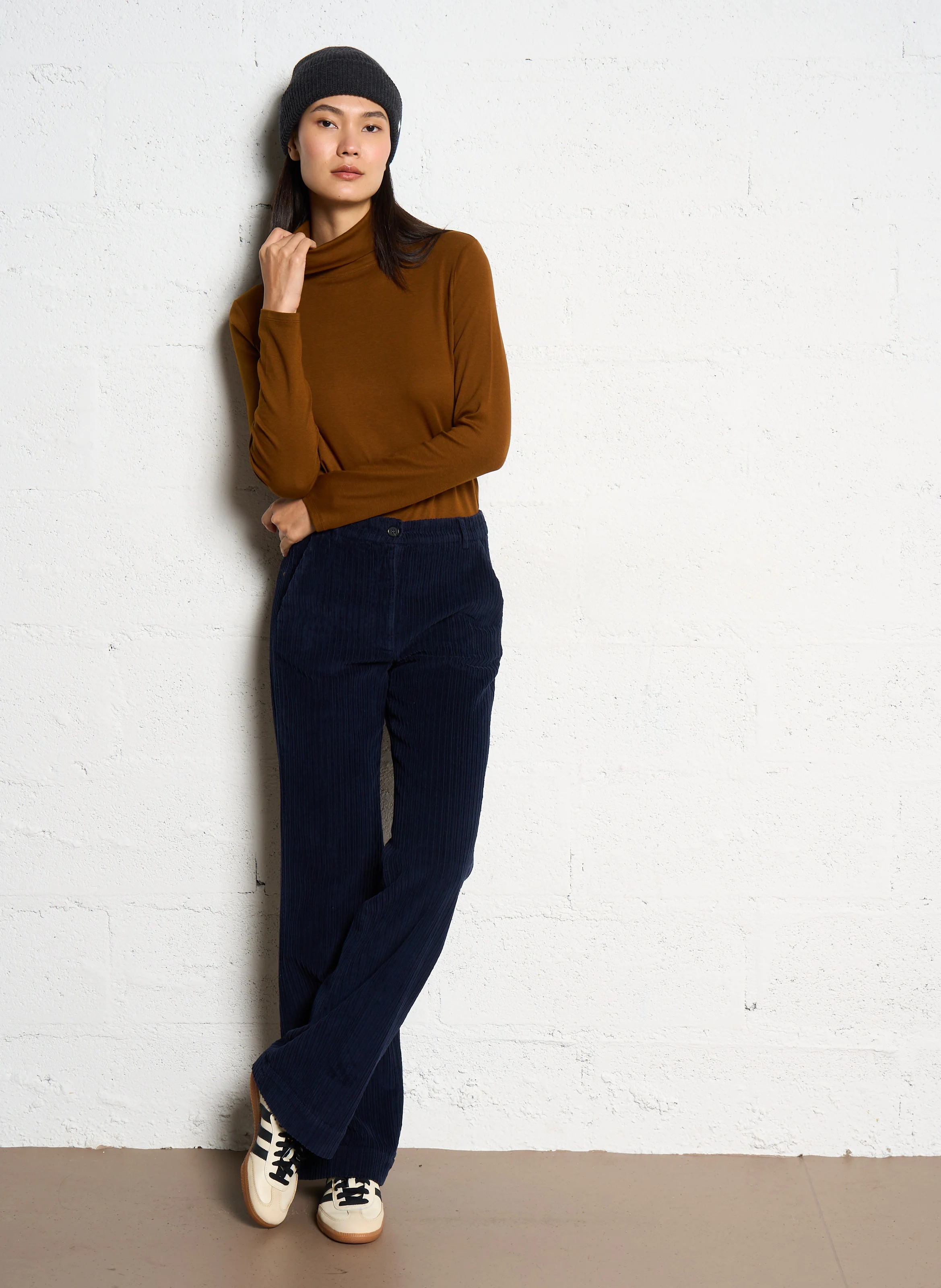 PANDORE - Pantalon large en coton | Bleu