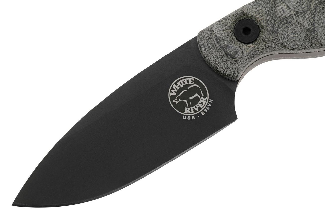 White River Knives GTI 3, Black CPM S35VN, Black Olive Micarta, vaststaand mes, Justin Gingrich design
