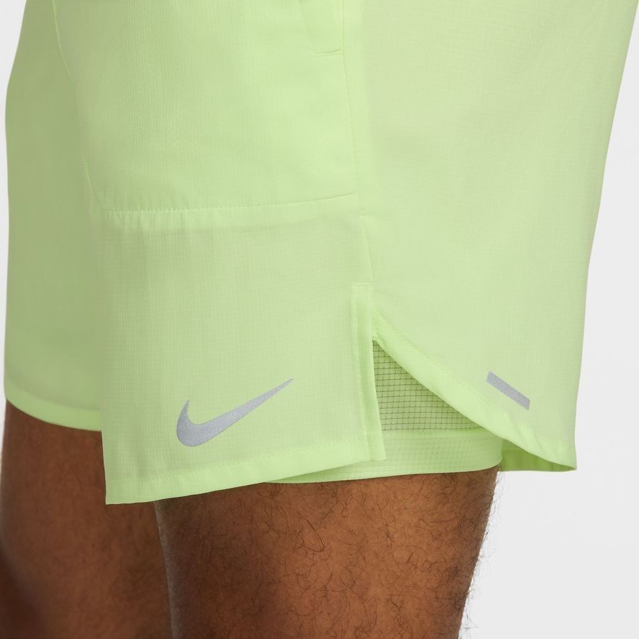 Nike Short Running Dri-FIT Stride 2 EN 1 - Jaune Fluo/Argenté