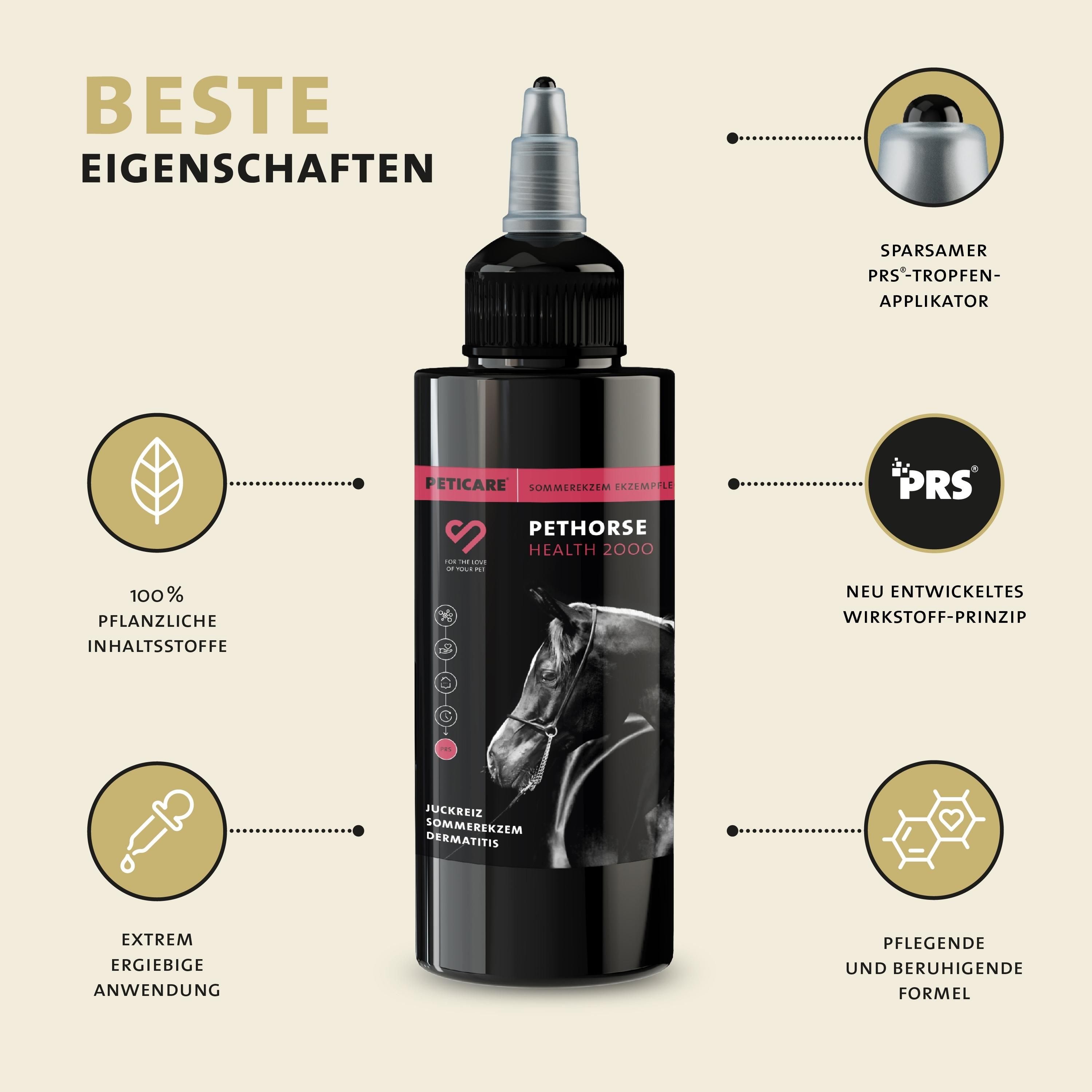 Peticare Spezial-Mittel für Pferde bei Sommerekzem Dermatitis Ekzem