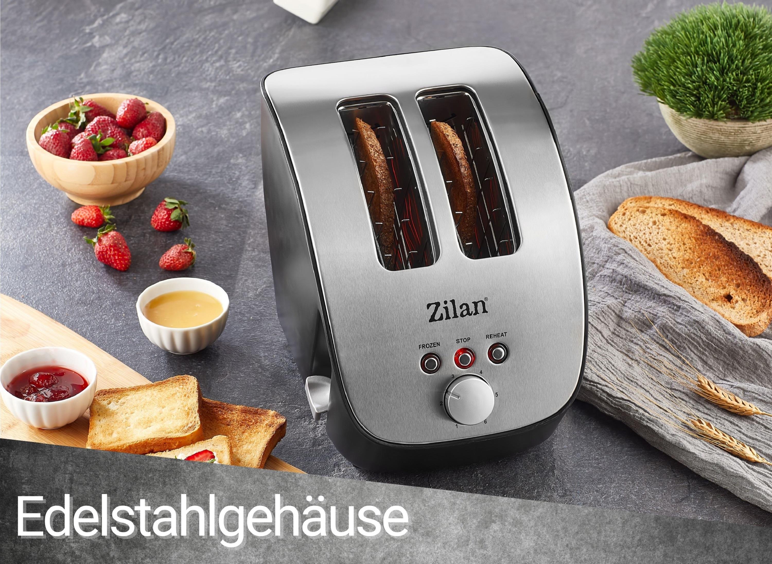 Zilan Schrägtoaster 2 Scheiben Toaster 1000W Edelstahl