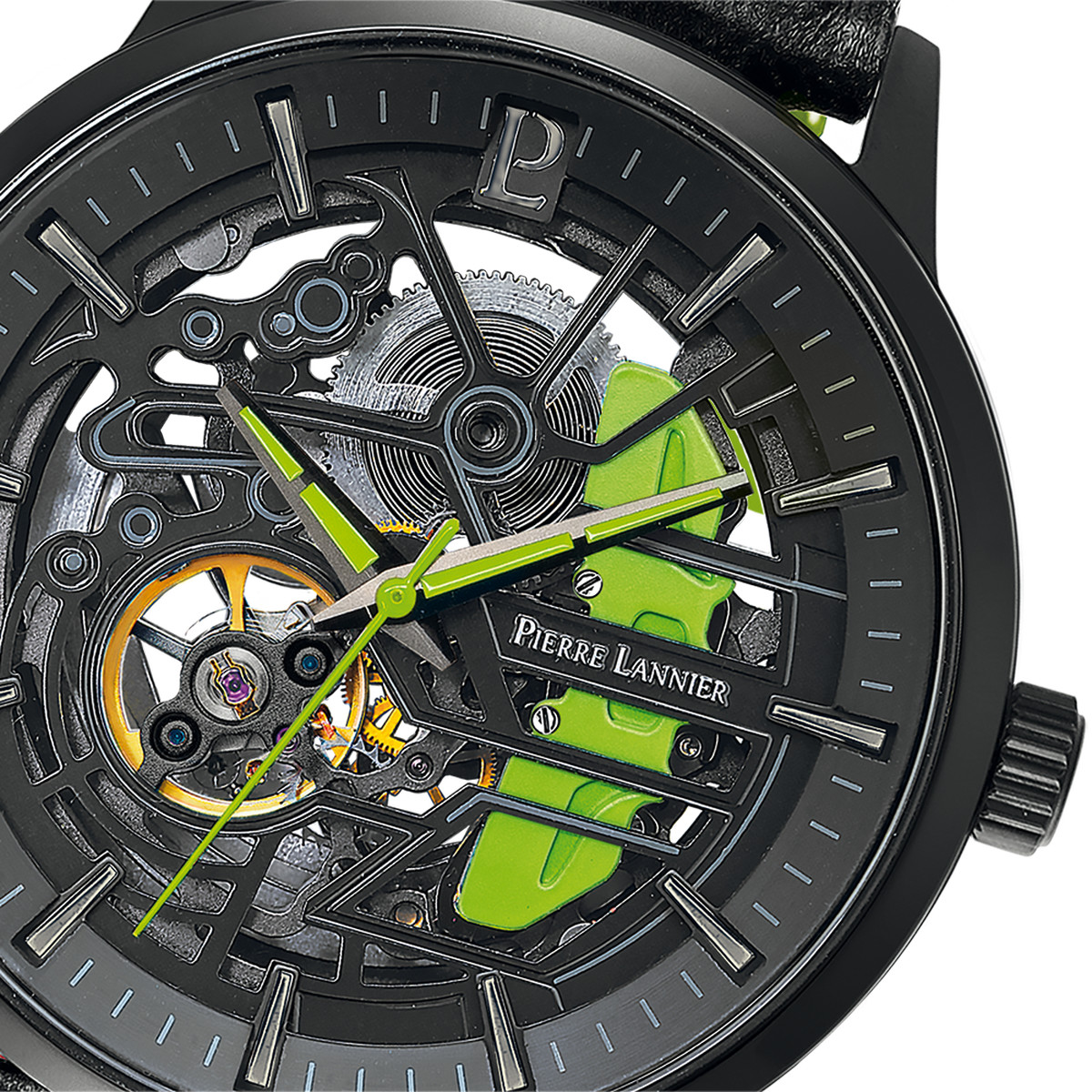 Montre PIERRE LANNIER Paddock homme automatique bracelet cuir noir
