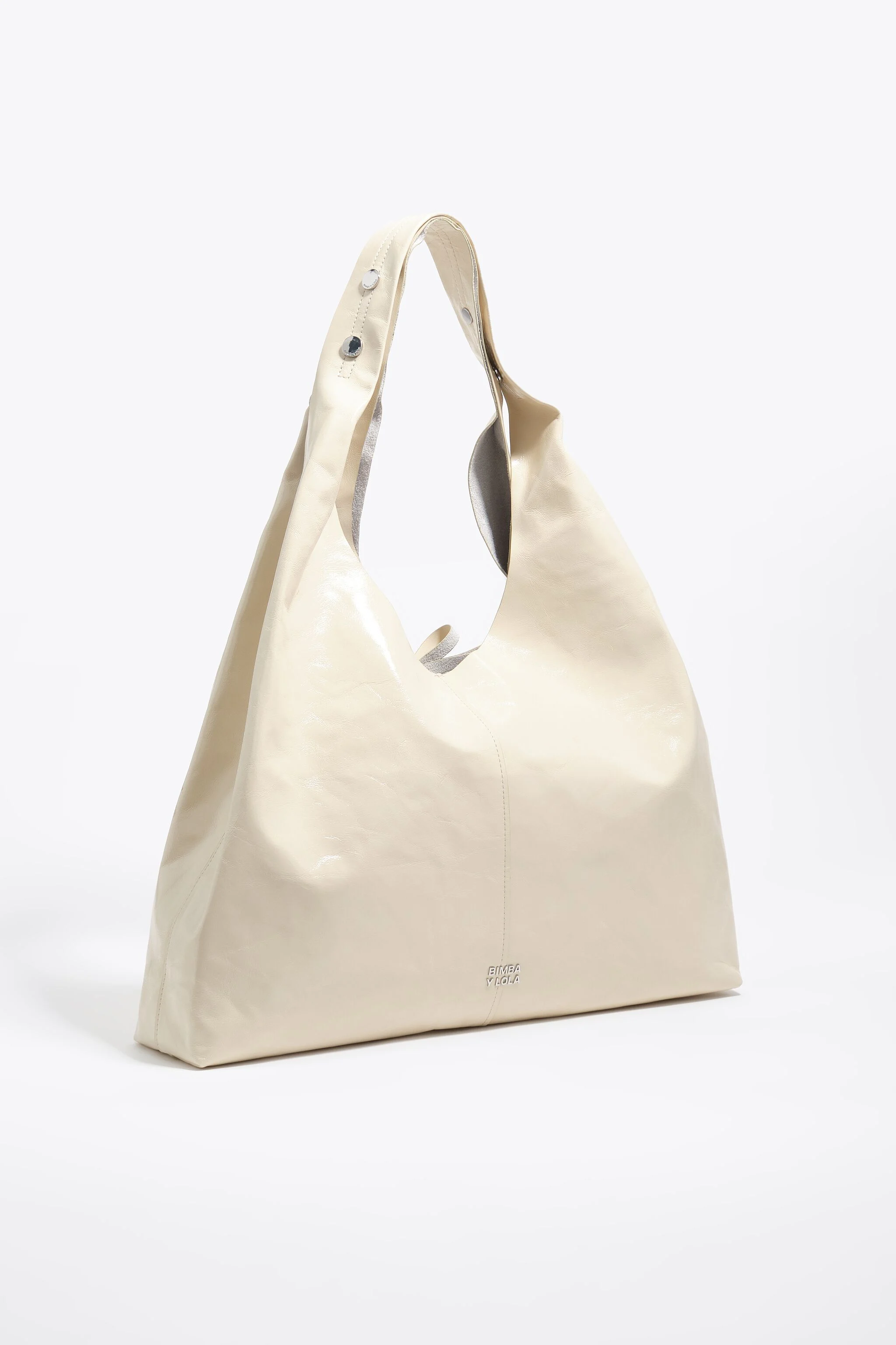 Biquíni maxi de couro creme brilhante com bolsa de papel
