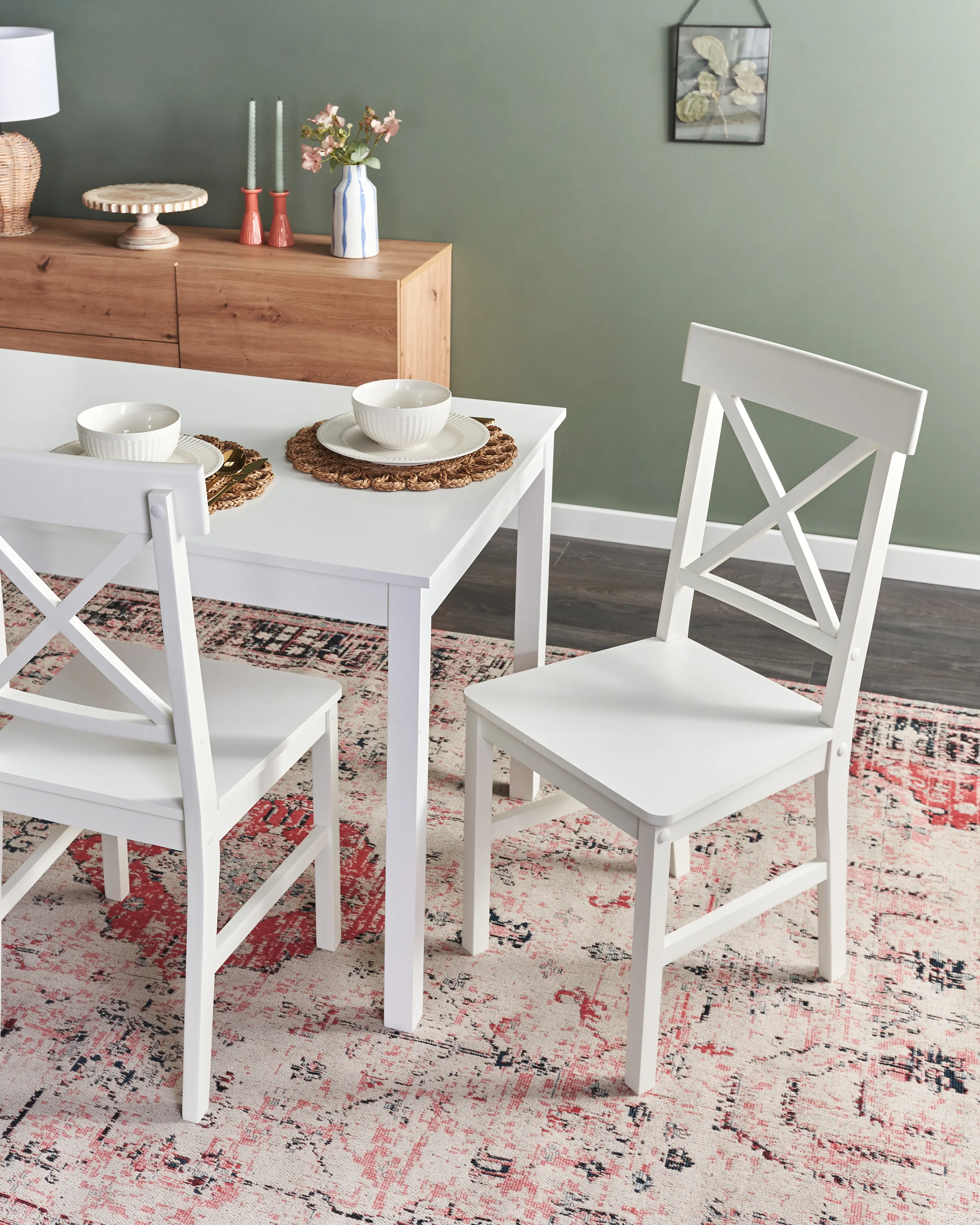 Set van 2 eetkamerstoelen BARLEE Populierenhout Wit