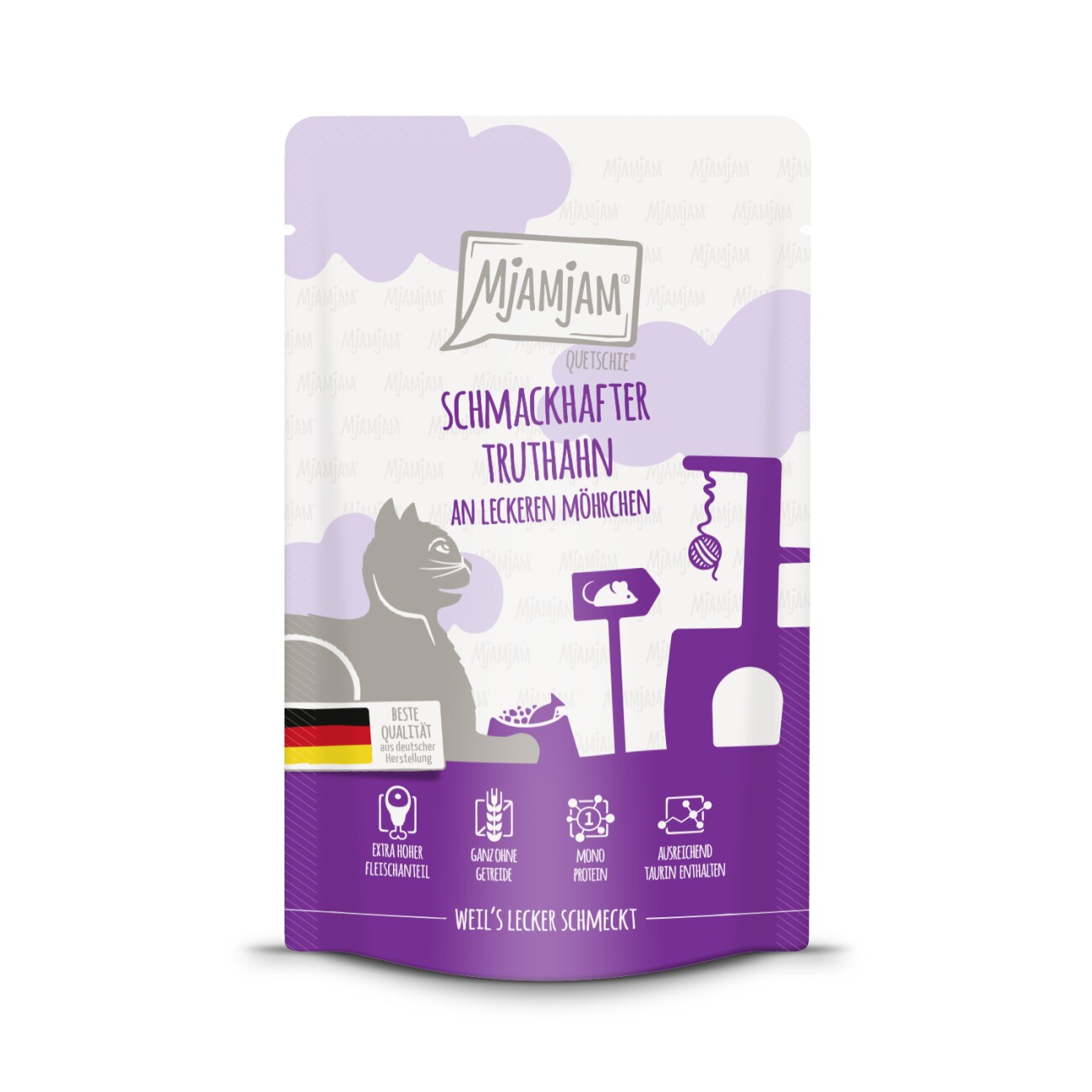 MjAMjAM Nassfutter Katze Adult, Quetschie, Truthahn und Möhrchen 12x125 g