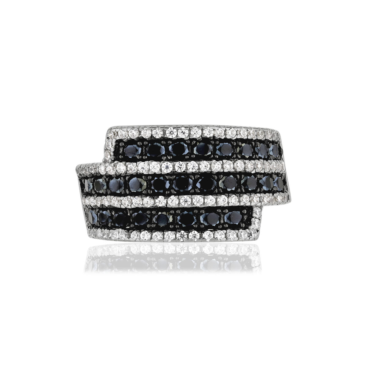 Bague argent 925 zirconias noirs et blancs