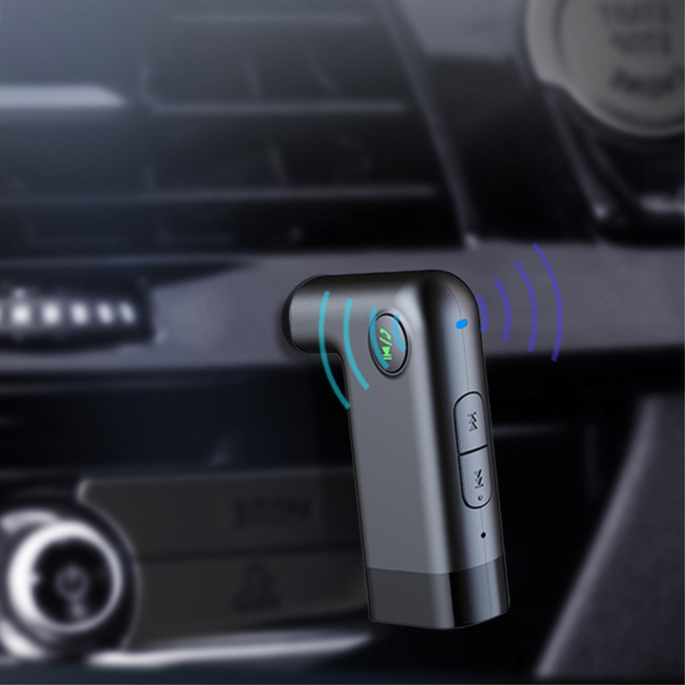 KFZ Bluetooth 5.0 Audio Receiver mit Freisprecheinrichtung   3.5mm Klinke Anschluss - Schwarz