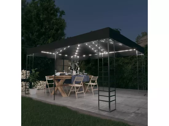 Tonnelle avec guirlande lumineuse à LED 3x4 m Anthracite