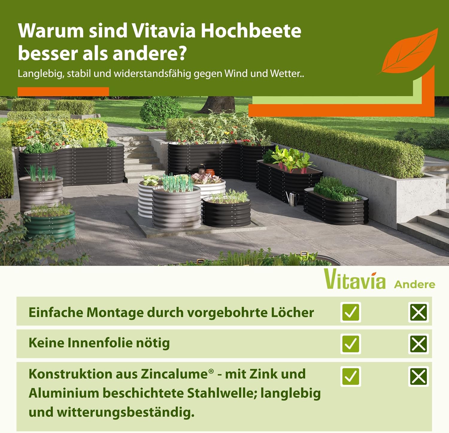 Vitavia Hochfrühbeet “Paris“ | Hochbeet & Frühbeet in Einem | Aluminium Eloxiert | 3 mm ESG-Sicherheitsglas | Wetterfest, Verstellbare Dachfenster & Abnehmbarer Aufsatz | Optimale Wachstumsbedingungen