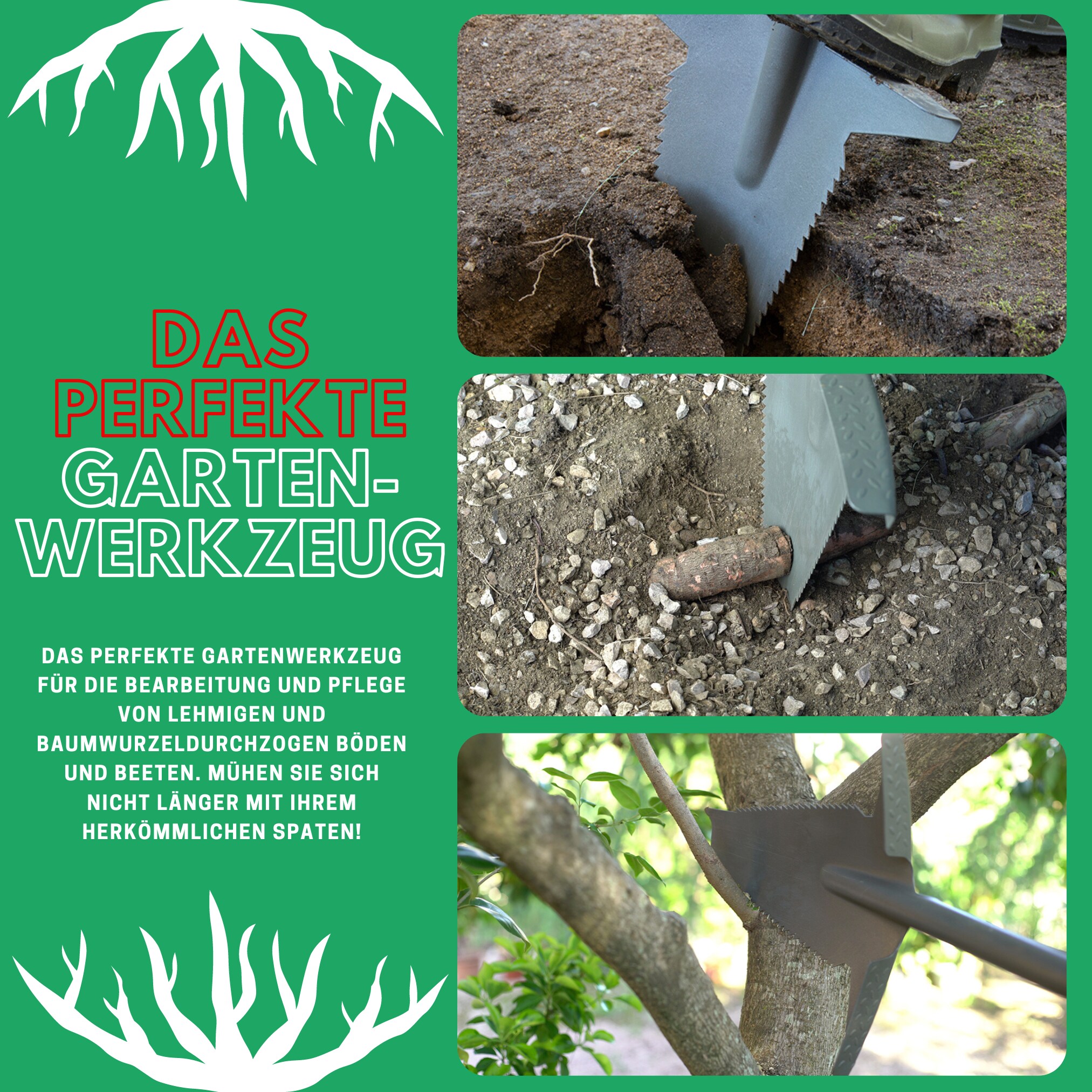 Starlyf® Wurzelspaten - Aus einem Guss - Spaten mit Säge Root Digger