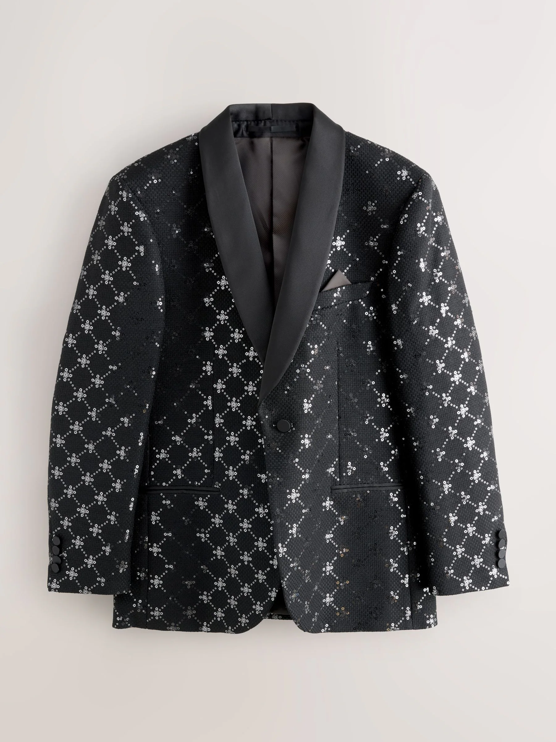Zwarte geometrische - Regular Fit Sequin Geometric Pattern Blazer