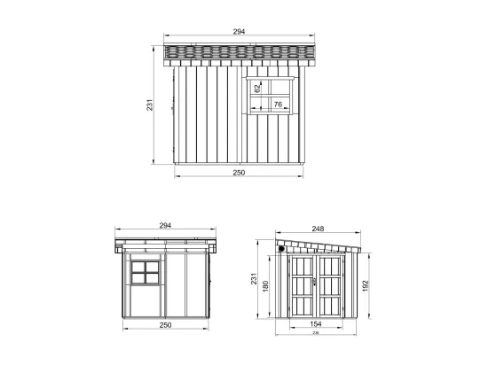 Abri de Jardin Qualité Premium 5,9 m² - H231x248x294 cm - Sans plancher e paroi latérale - Timbela M938B-CAVERN STEEL