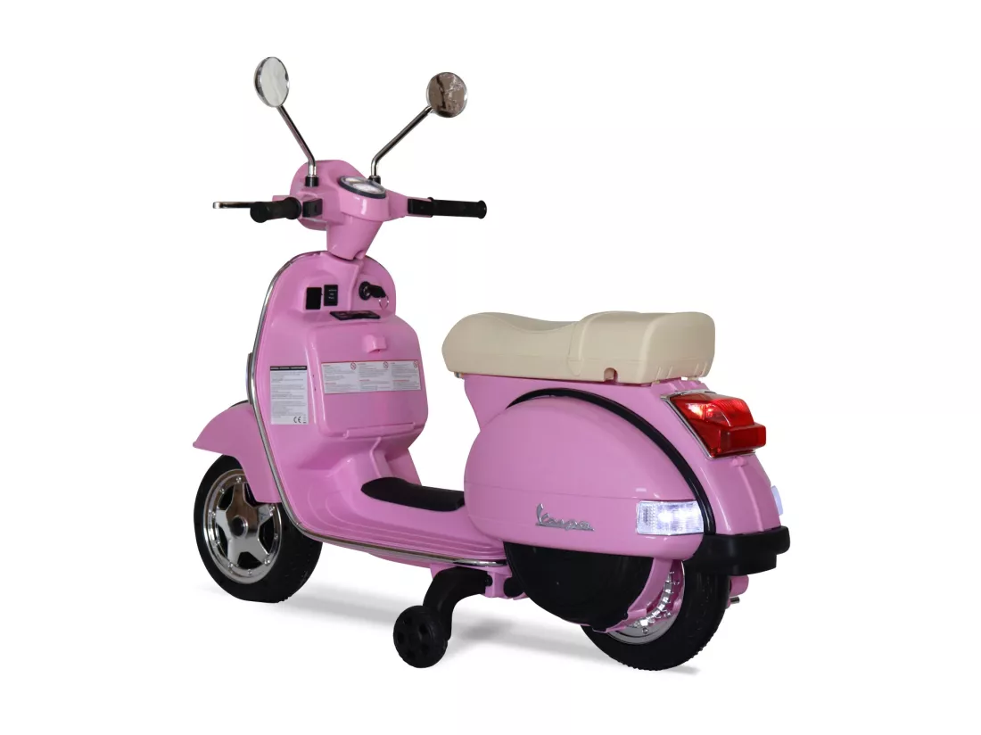 Vespa rose PX150. scooter électrique pour enfants 12V 4.5Ah. 1 place avec autoradio