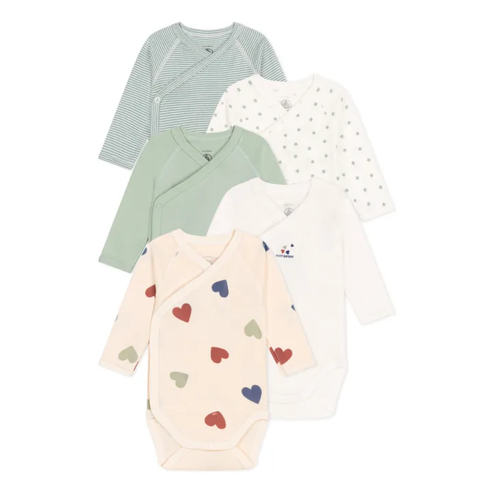Petit Bateau Lot 5 Bodies Naissance | Sauge