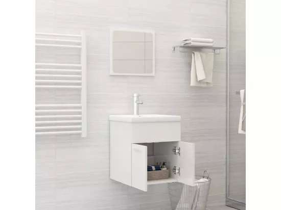Ensemble de meubles de bain 2 pcs Blanc brillant Aggloméré