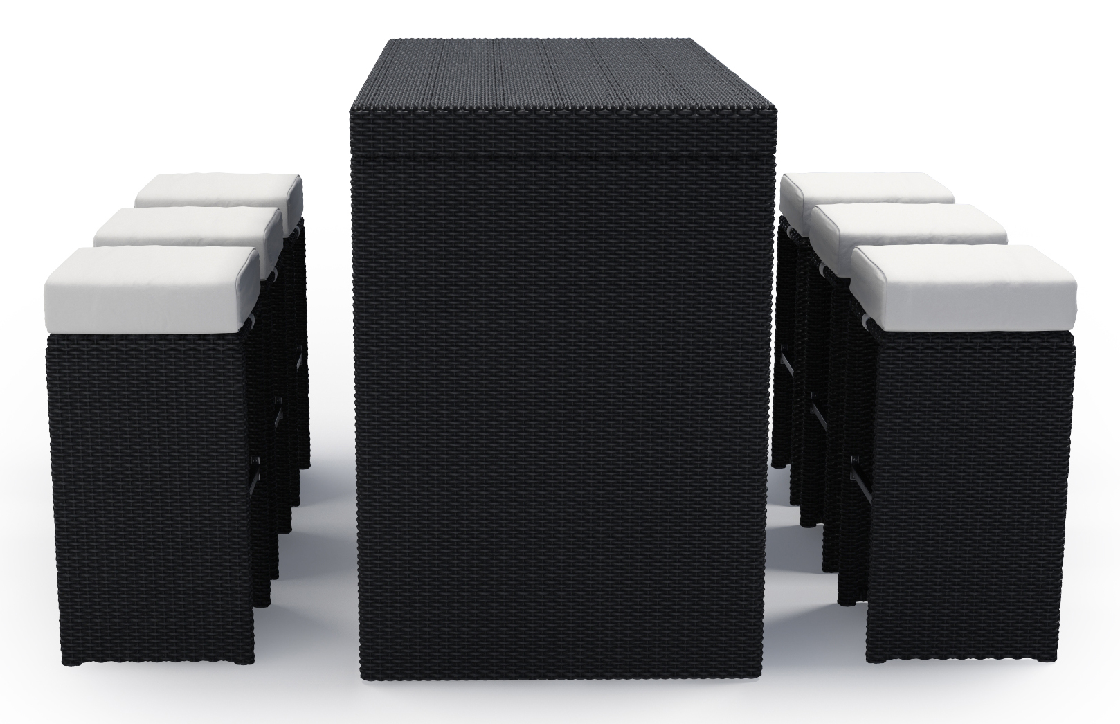 Rattan Bar Set GRANADA schwarz/weiss